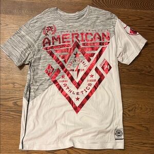 American Fighter Men's Gray and Red Graphic T-Shirt